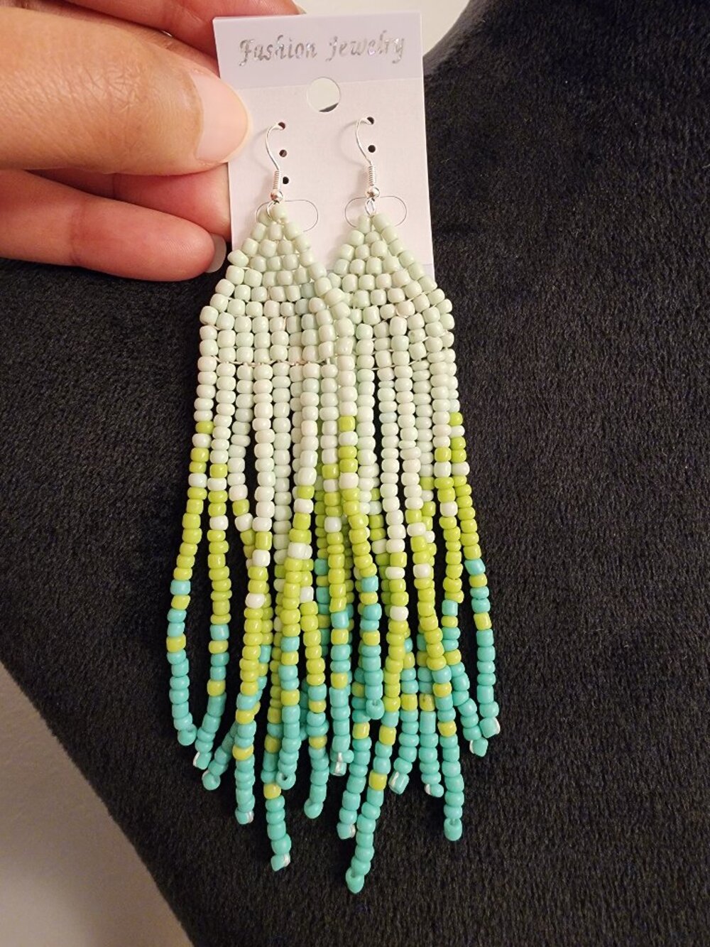 Coastal Breeze Seed Bead Fringe Statement Earrings